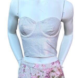 Zara Sequin Bustier Top‎ Y2K Style Silver Underwire Glam Baddie Night Out XL